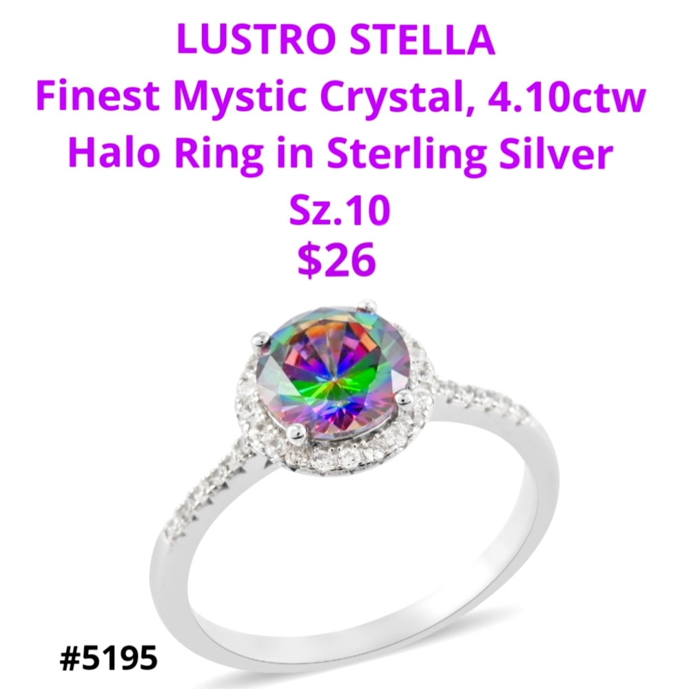 Stunning LUSTRO STELLA Mystic Crystal Halo ring, Sz.10